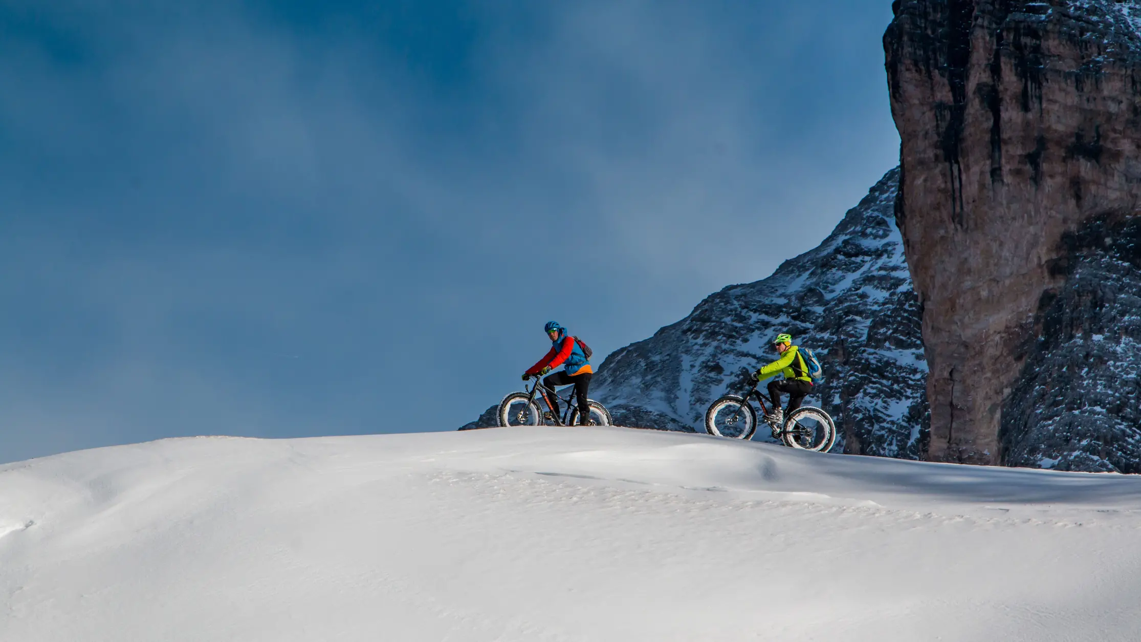 Fat bike Sas dla Crusc in the Dolomites